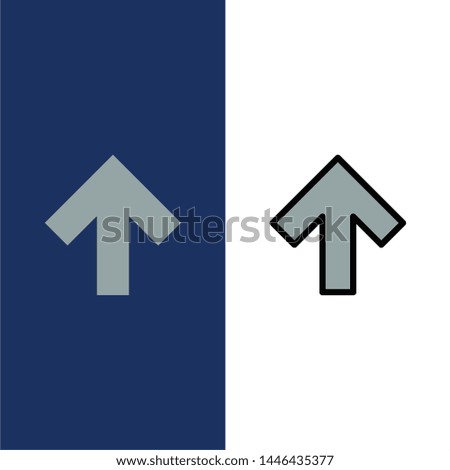 Arrow, Up, Forward  Icons. Flat and Line Filled Icon Set Vector Blue Background