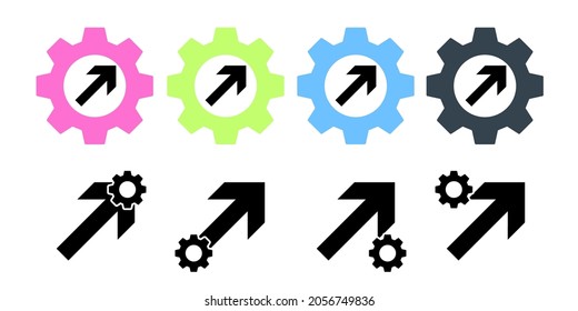 Arrow, up, navigation, increase vector icon in gear set illustration for ui and ux, website or mobile application