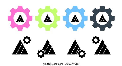Arrow, up, navigation, triangle vector icon in gear set illustration for ui and ux, website or mobile application