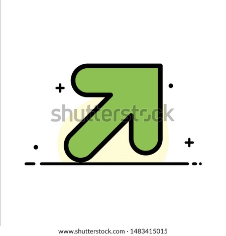 Arrow, Up, Right  Business Flat Line Filled Icon Vector Banner Template