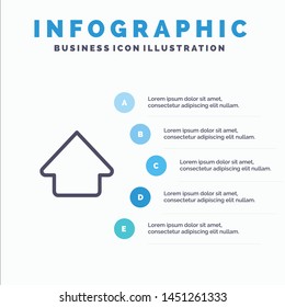Arrow, Up, Upload Line icon with 5 steps presentation infographics Background