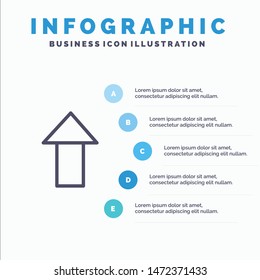 Arrow, Up, Upload Line icon with 5 steps presentation infographics Background