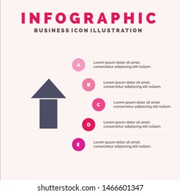 Arrow, Up, Upload Solid Icon Infographics 5 Steps Presentation Background. Vector Icon Template background
