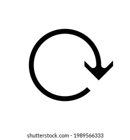 Arrow of the update process, restart. Refresh or rotate action. Vector logo design. Illustration isolated on white background.