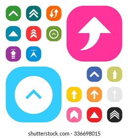 Up arrow Upload icon set. simple pictogram minimal, flat, solid, mono, monochrome, plain, contemporary style. Vector illustration web internet design elements