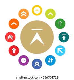 Up arrow Upload icon set. simple pictogram minimal, flat, solid, mono, monochrome, plain, contemporary style. Vector illustration web internet design elements