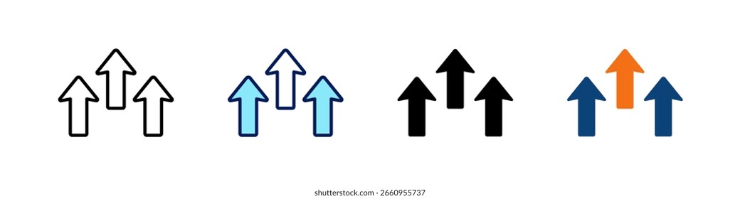 Flecha hacia arriba todo en un icono de estilos múltiples conjunto de Vectores