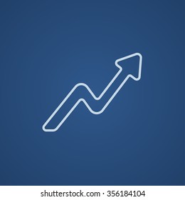 Arrow upward line icon for web, mobile and infographics. Vector light blue icon isolated on blue background.