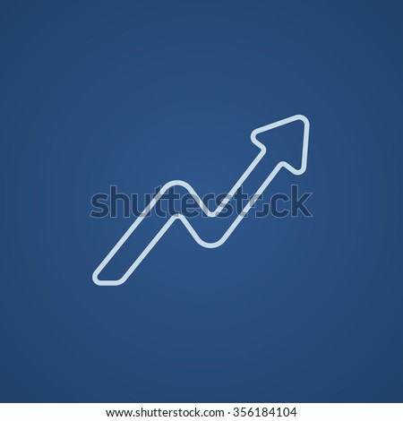 Arrow upward line icon for web, mobile and infographics. Vector light blue icon isolated on blue background.