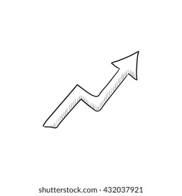 Pfeil nach oben, Vektorgrafik Symbol einzeln auf Hintergrund. Handgezeichnet Pfeil nach oben Symbol. Pfeil nach oben Sketch Symbol für Infografik, Website oder App.