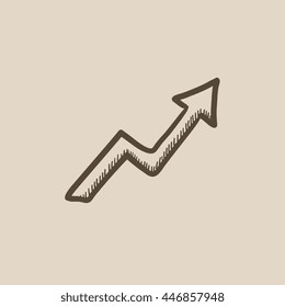 Icono de esbozo del vector de flecha hacia arriba aislado en el fondo. Icono de flecha hacia arriba dibujado a mano. Icono de esbozo ascendente de flecha para infografía, sitio web o aplicación.