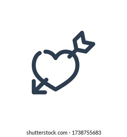 arrow valentine love icon outline blue