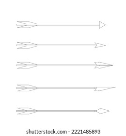 arrow variation sketch black and white vector illustration