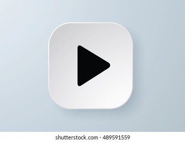 Arrow vector 3d button icon set white color on grey background. Isolated interface line symbol for app, web and music digital illustration design. Application sign element collection.