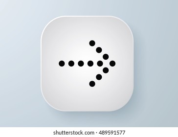 Arrow vector 3d button icon set white color on grey background. Isolated interface line symbol for app, web and music digital illustration design. Application sign element collection.