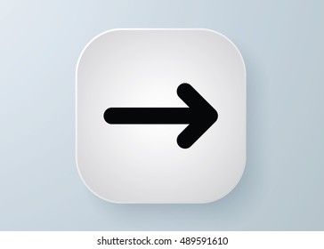 Arrow vector 3d button icon set white color on grey background. Isolated interface line symbol for app, web and music digital illustration design. Application sign element collection.