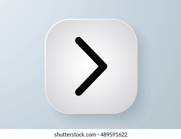Arrow vector 3d button icon set white color on grey background. Isolated interface line symbol for app, web and music digital illustration design. Application sign element collection.