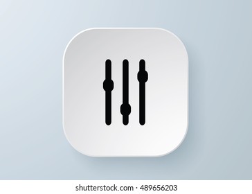 Arrow vector 3d button icon set white color on grey background. Isolated interface line symbol for app, web and music digital illustration design. Application sign element collection.