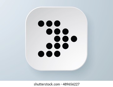 Arrow vector 3d button icon set white color on grey background. Isolated interface line symbol for app, web and music digital illustration design. Application sign element collection.