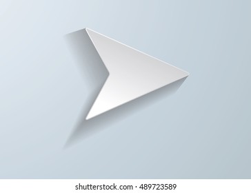 Arrow vector 3d button icon set white color on grey background. Isolated interface line symbol for app, web and music digital illustration design. Application sign element collection.