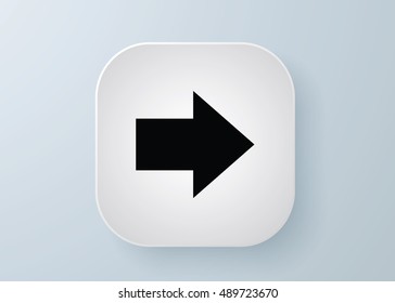 Arrow vector 3d button icon set white color on grey background. Isolated interface line symbol for app, web and music digital illustration design. Application sign element collection.