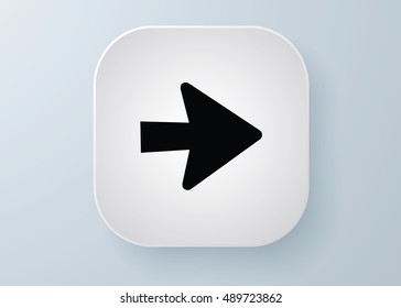 Arrow vector 3d button icon set white color on grey background. Isolated interface line symbol for app, web and music digital illustration design. Application sign element collection.