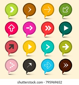 Arrow - Vector Arrows Symbols. Colorful Circle Icons. 