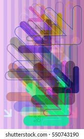 arrow vector background around vibrant thought, popular line into power