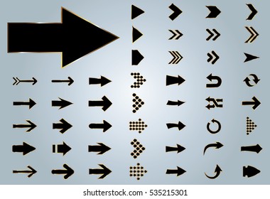 Arrow vector black curve line up 3d button icon set interface symbol for app, web and music digital illustration design. Application isolated flat sign collection on grey background