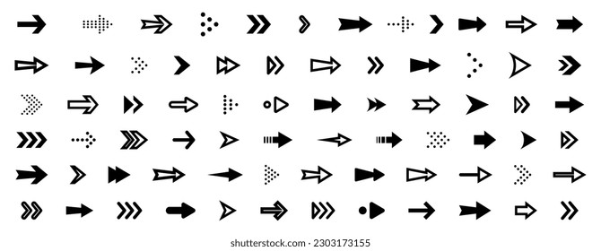 Vector de flecha. Iconos de flecha negra. Conjunto de iconos de flecha. Colección vectorial de flecha.