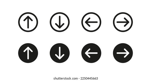Arrow vector button icon set. Arrows icons collection in simple style, up, down, left, right pointers.