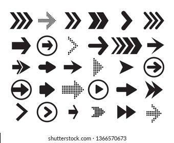 Arrow Vector Collection Cursor. Black Icon Set Of Arrows, Back, Next, Previos Icon App Or Web Design. Modern Simple Arrows. Vector Illustration 