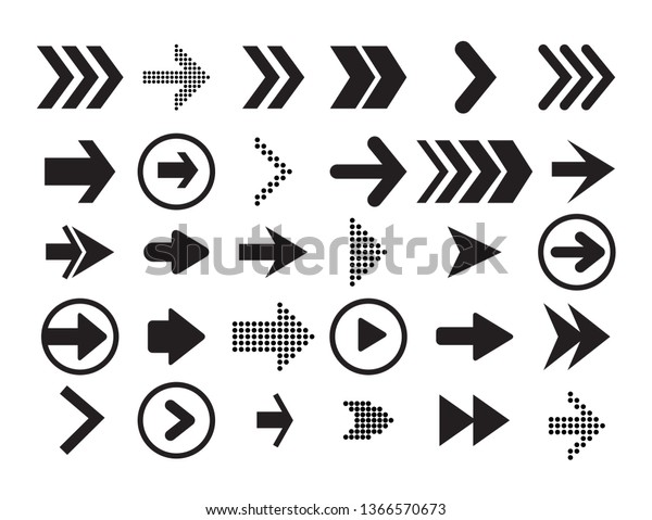 Arrow vector collection Cursor. Black icon\
set of arrows, back, next, previos icon app or web design. Modern\
simple arrows. Vector illustration\
