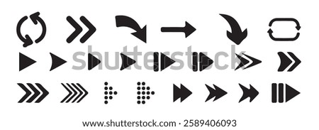 Arrow vector collection. Arrow. Cursor. Modern simple arrows. Arrows big black set icons Vector illustration eps 10