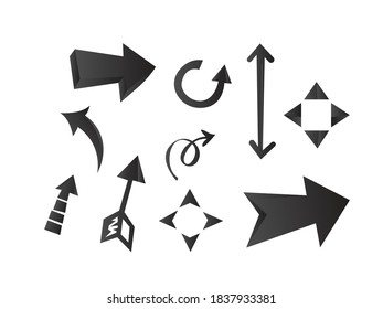 Arrow vector collection. vector design elements set. Arrows big black set icons. isolated on white background.