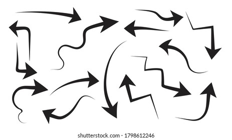 Arrow vector doodle. Hand drawn sketch arrows design for business plan and education.