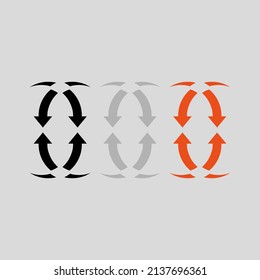 Arrow vector drawing, flat style color black gray red