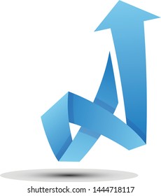 Arrow vector with elegant style and blue color. Arrow shaped letter A on the white background. Vector illustration EPS.8 EPS.10