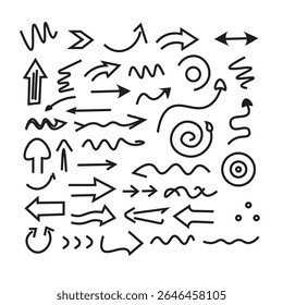 Arrow vector elements hand drawn arrows brush stroke curly arrow collection