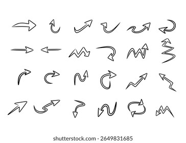 Arrow vector elements hand drawn set, arrows brush stroke, sign, symbol, hand drawn arrow collection