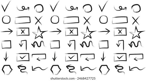 Vector de flecha. Signo de trazo de pincel dibujado a mano. Flecha