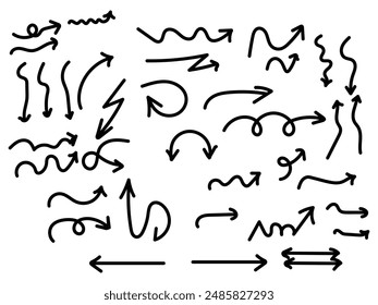 Handgezeichnetes Skizzen-Symbol-Set für Pfeil-Vektorgrafiken
