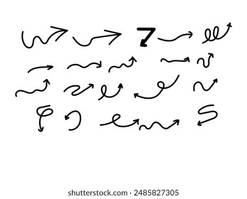 Handgezeichnetes Skizzen-Symbol-Set für Pfeil-Vektorgrafiken