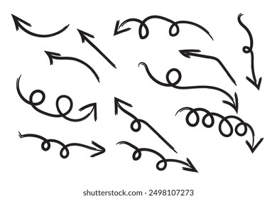 Arrow vector hand-drawn sketch icon set