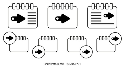 Arrow vector icon in calender set illustration for ui and ux, website or mobile application
