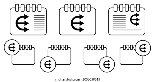 Pfeil-Vektorsymbol in Kalender-Set-Illustrationen für i und ux, Website oder mobile Anwendungen