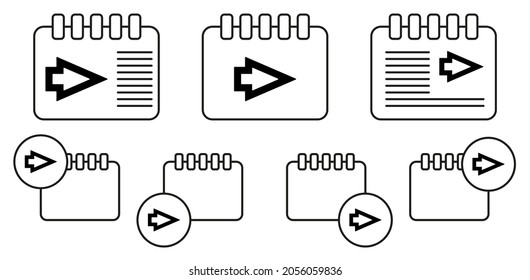 Arrow vector icon in calender set illustration for ui and ux, website or mobile application