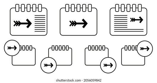 Icono de vector de flecha en la ilustración de conjunto de calénder para ui y ux, sitio web o aplicación móvil