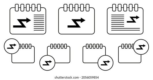 Arrow vector icon in calender set illustration for ui and ux, website or mobile application