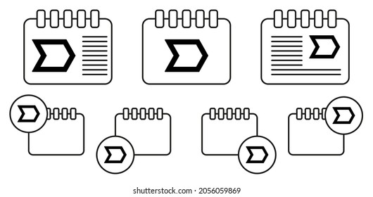 Pfeil-Vektorsymbol in Kalender-Set-Illustrationen für i und ux, Website oder mobile Anwendungen
